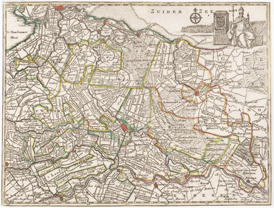 203120 Kaart van de provincie Utrecht (ingekleurd exemplaar).